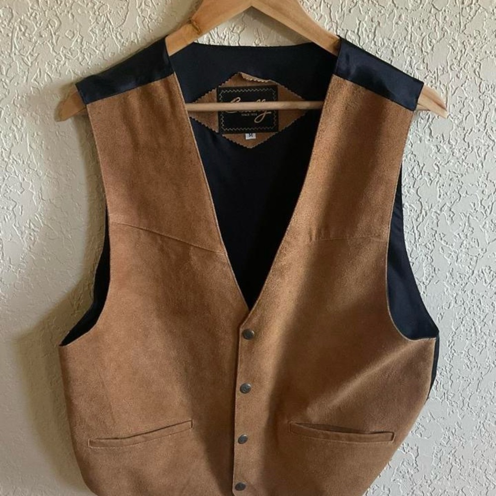 Brown Suede Vest with Black Accents